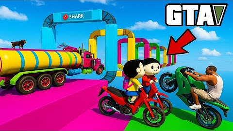 SHINCHAN AND FRANKLIN WENT INTO THE DUAL TRIANGULAR SPEED BOOSTER TUNNEL CHALLENGE GTA 5 GAMING