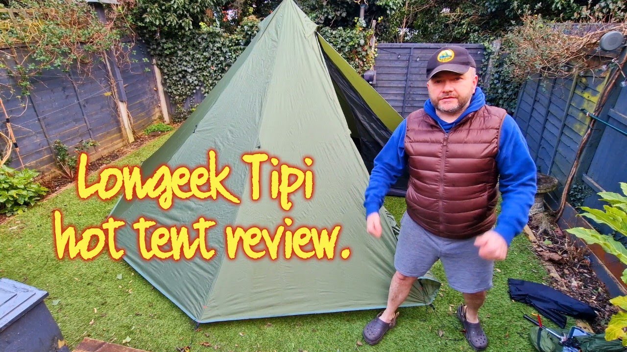 Tente Tipi Longeek 4 Saisons – 2-4 Pers., 210T, Imperméable 3000mm, Trou Poêle, Jupe Pare-neige – Vert/marron/argent