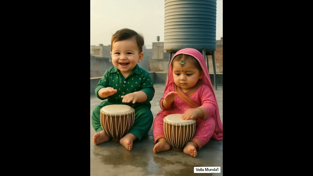 "Two Cute Boy and Girl Play Drums Together | Cutest Musical Trio Ever!" 