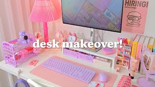 aesthetic desk makeover🎀cute desk setup and organization💖stationery unboxing🎁