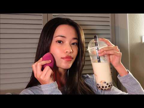 ASMR Talking You To Sleep 🌙 Ear to Ear Intense Deep Whispering & (a lot of) Rambling ☔️ GRWM Makeup