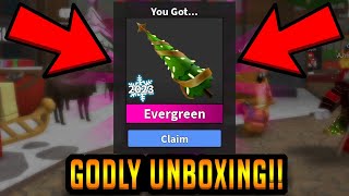 UNBOXING THE EVERGREEN GODLY KNIFE IN ROBLOX MM2!! by NO_DATA 15,040 views 4 months ago 10 minutes, 23 seconds