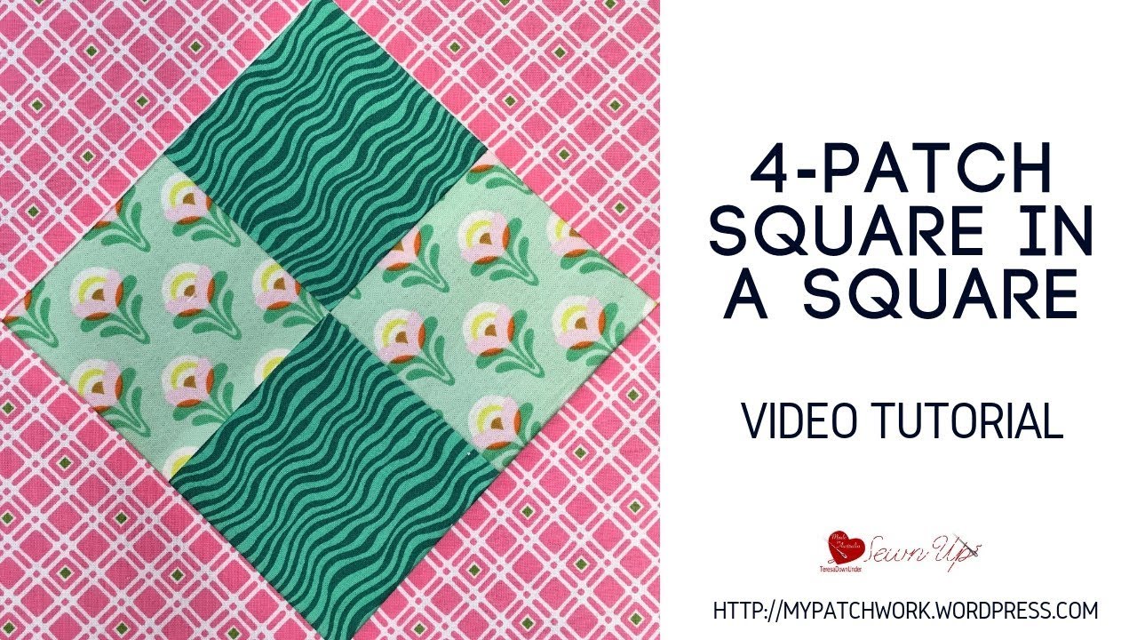 Four patch square in a square quilt block - video tutorial - YouTube