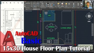 Autocad 15x30 House Floor Plan Tutorial For Beginner
