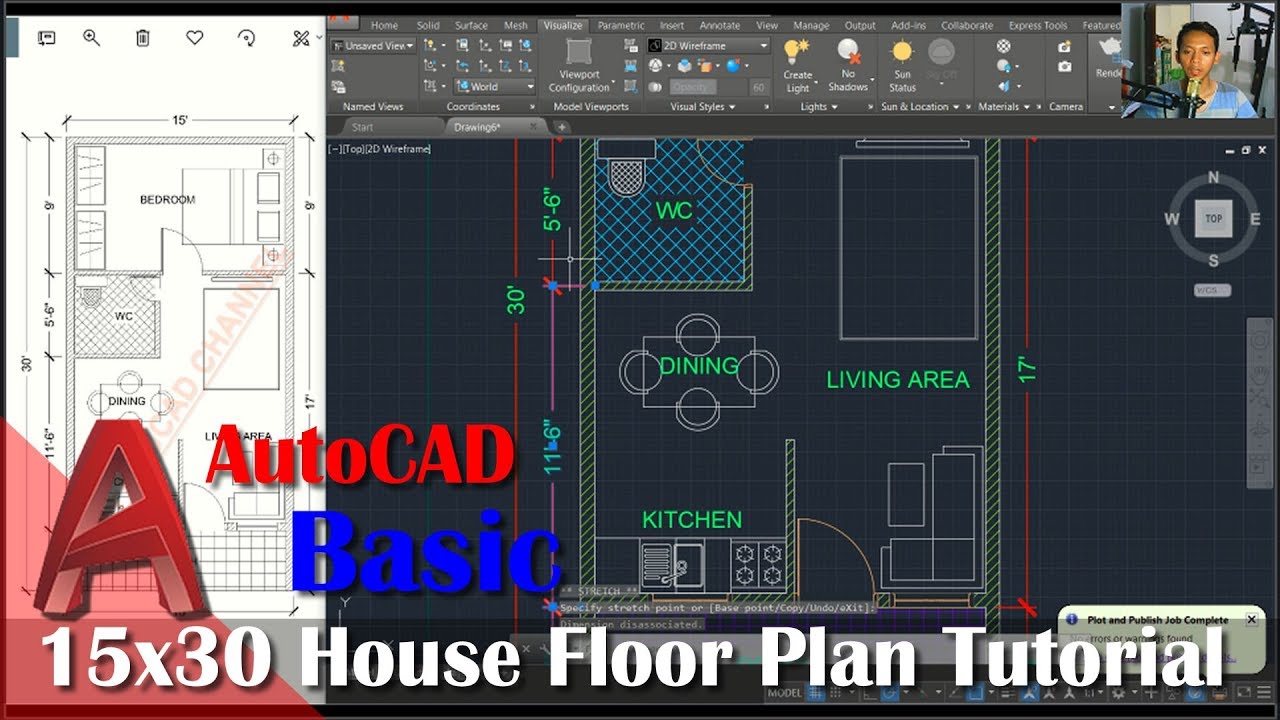 Autocad 15x30 House Floor Plan Tutorial For Beginner YouTube