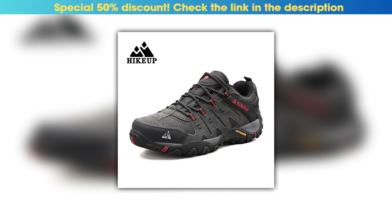 Flash Sale HIKEUP Men's Hiking Shoes Suede Leather Outdoor Shoes Wear-resistant Men Trekking Walkin
