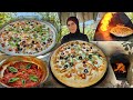 البيتزا العملاقة في طابون الحطب🔥عجينة قطنية سهلة جدا وصوص بيتزا رهيييبة!🔥