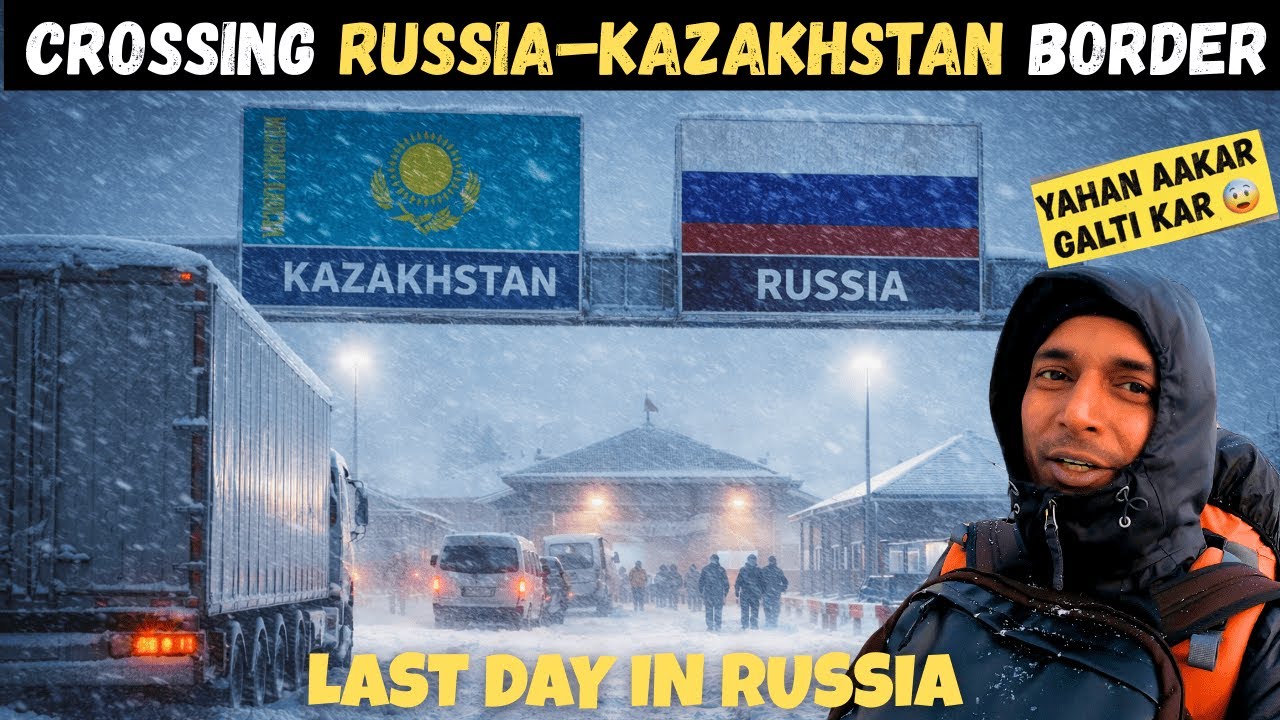 🇷🇺➡🇰🇿 Crossing Russia-Kazakhstan Border | omsk Russia | Overland travel from India to Central Asia
