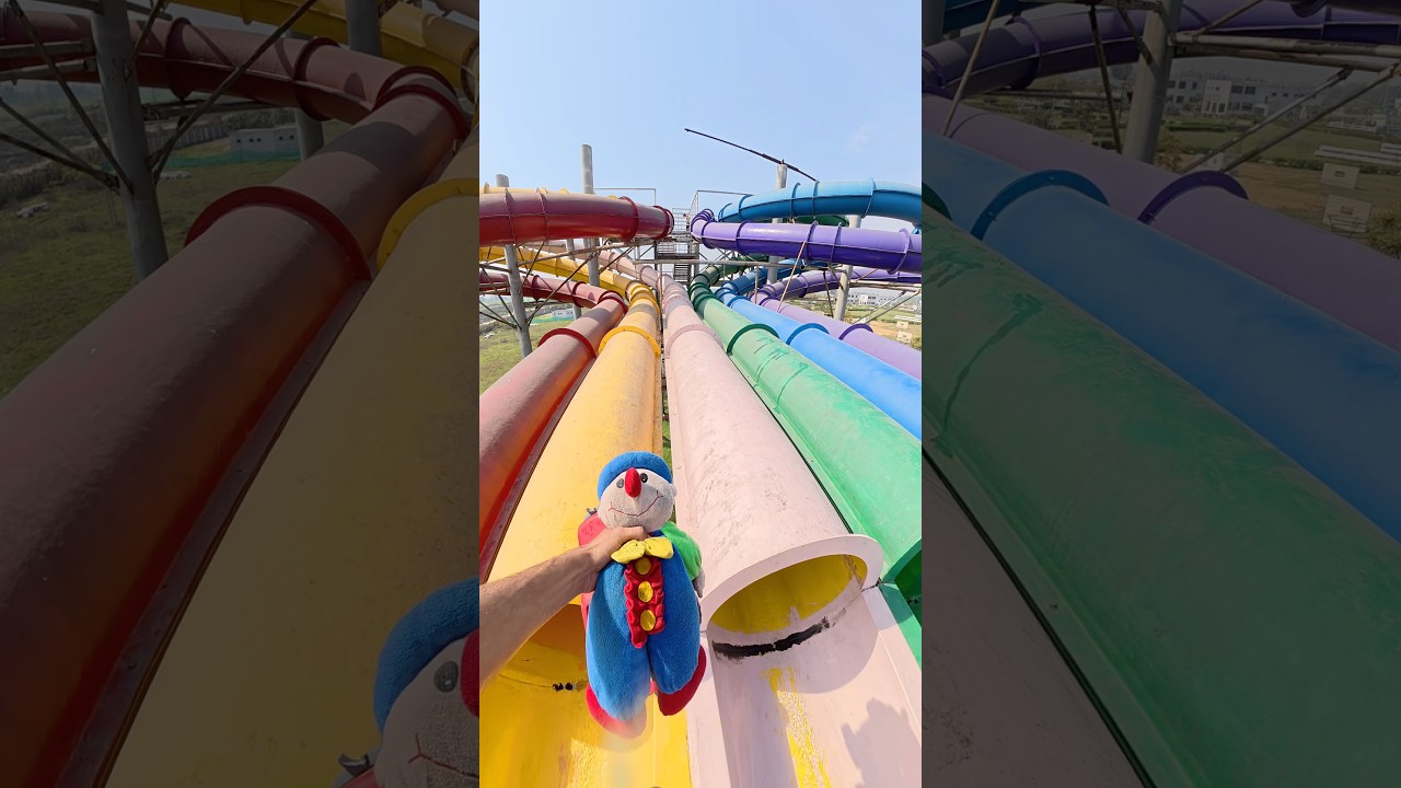 Bella Ciao playground Parkour Waterslide Climbing in car Pov