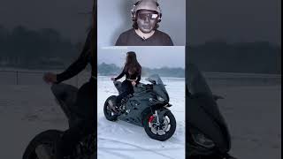 Sleek And Stylish Black Outfit Girl Ride On Her Black Super Bike L