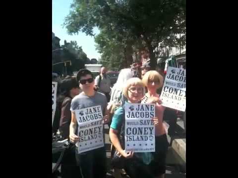 Protesting Christine Quinn at Jane Jacobs' street naming, Jane must be turning over in her grave!