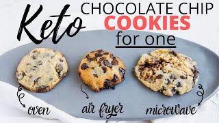 45 Second KETO CHOCOLATE CHIP COOKIE FOR ONE | Cooked 3 Ways - Air Fryer, Microwave, Oven