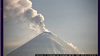 April 1314, 2020, Klyuchevskoy Volcano, Russia Klyuchi Village