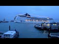 MSC Lirica Cruise Ship sailing in to Venice, Italy