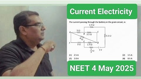 The current passing through the battery in the given circuit, is:neet solution 2025