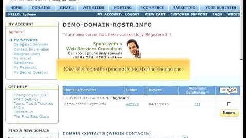Register.com Registering name servers by Host4Go Tutorials