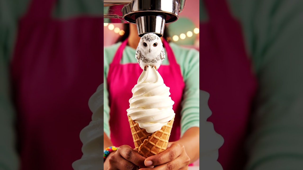 “The Ice Cream Machine That Made a Baby Owl 🍦🦉 | Hyper-Real 4K Magic”
