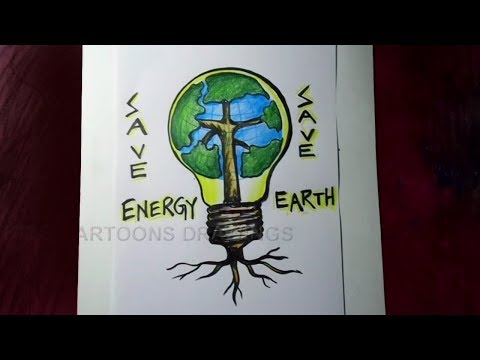 How to draw save energy poster chart drawing for competition ( very easy)  step by step - YouTube