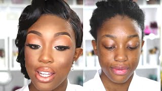 MELANIN WEDDING DAY BRIDAL HAIR AND MAKEUP TRANSFORMATION| ONE MORE HAIR