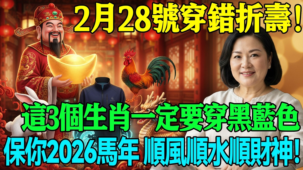 2月28號穿錯折壽！正月初十二「乙酉日」，這3個生肖一定要穿「黑藍色」！保你2026馬年 順風順水順財神！