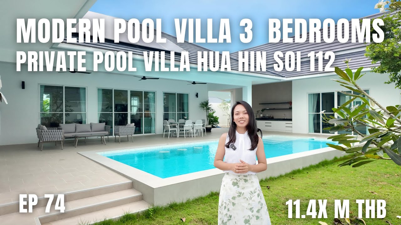 EP 74: Современная вилла с 3 спальнями и бассейном на продажу в Хуа Хине, Сои 112 (11,4 млн тайск...