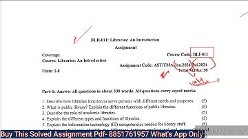 BLII 011 Solved Assignment 23-2024 | BLII 011 Solved Assignment 2023-2024| BLII 11 IGNOU Assignment