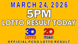 5Pm Lotto Result Today March 24 2026 Swertres 3D Lotto Ez2 2D Lotto Pcso