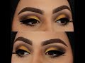 Yellow Sunset Cut Crease Makeup Tutorial | How To Do A Simple Cut Crease | مكياج سهرة ناعم