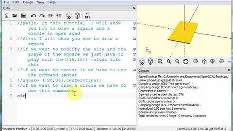 OpenSCAD tutorial: circle, square