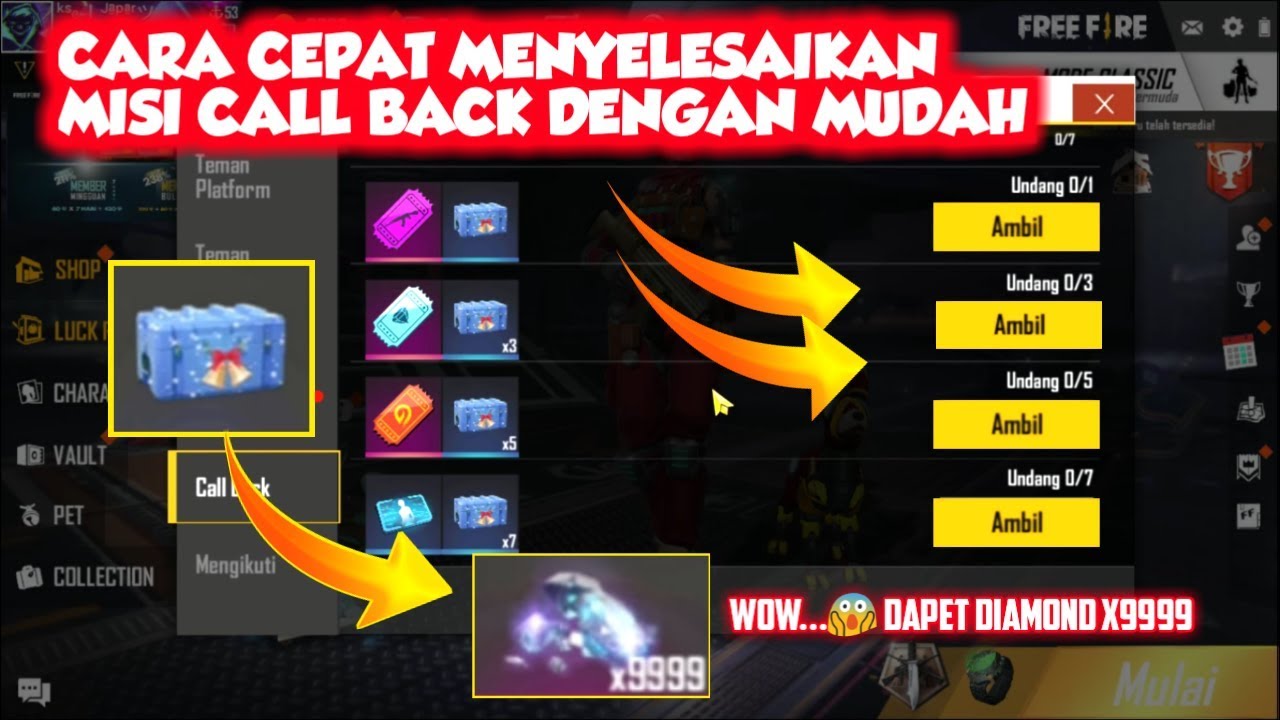 Cara Agar Cepat Menyelesaikan Misi Call Back Free Fire