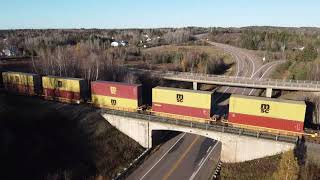 Celebrity Ground & Aerial View! Long Extra Stack Train CN X120 at Berry Mills, NB Wealth