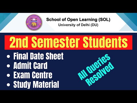 DU SOL 2nd Semester Students | Final Date Sheet,  Admit Card, Exam Centre, Study Material.