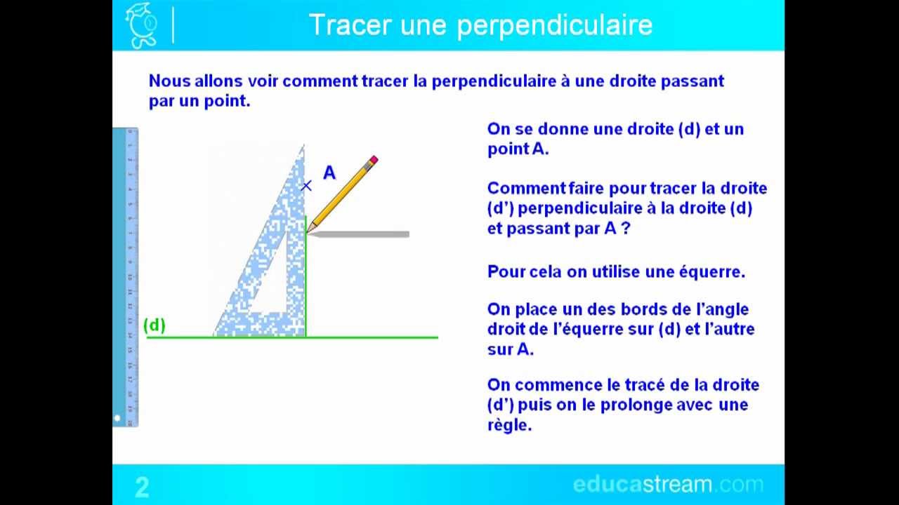 Tracer une perpendiculaire avec la réquerre (6ème) 