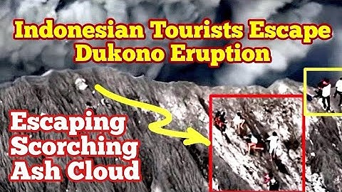Dukono Volcano: Tourists Escape Erupting Volcano As The Ash Vloyd6 Approach, Indonesia, Ring Of Fire