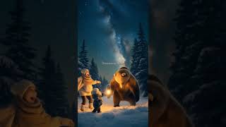 Estonian Mom, Toddler, and Bear’s Snowy Lantern Chase🐻🤰👶