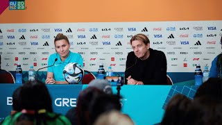 Steph Catley & Tony Gustavsson | FIFA Women's World Cup Press Conference | CommBank Matildas