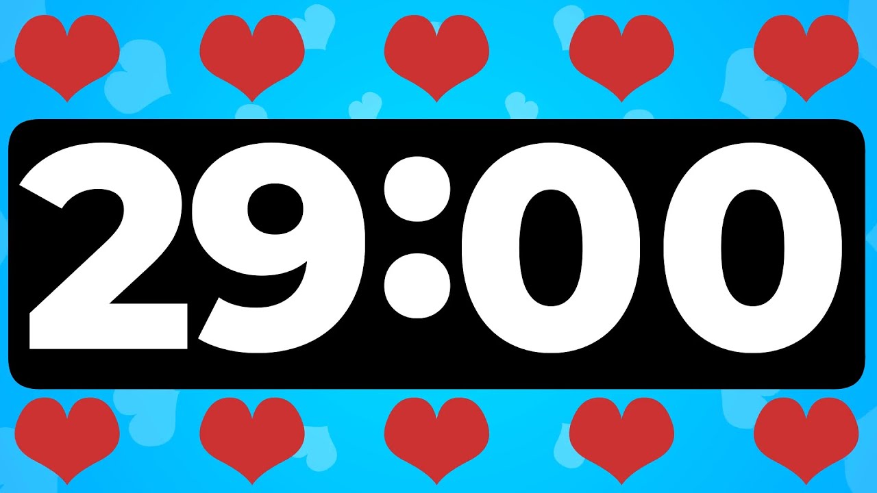 29 Minute Timer Without Music Countdown Stopwatch with Hearts for