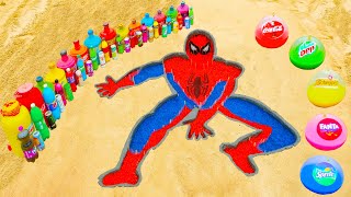 How to make Rainbow Spiderman with Orbeez, Big Monster, Fanta, Coca Cola vs Mentos \& Popular Sodas