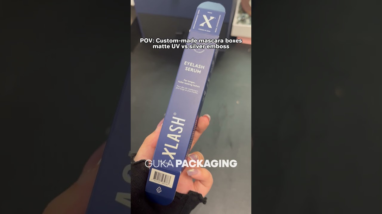 Custom Mascara Box Packaging | Matte Blue & Silver Embossed Design from OEM Factory 