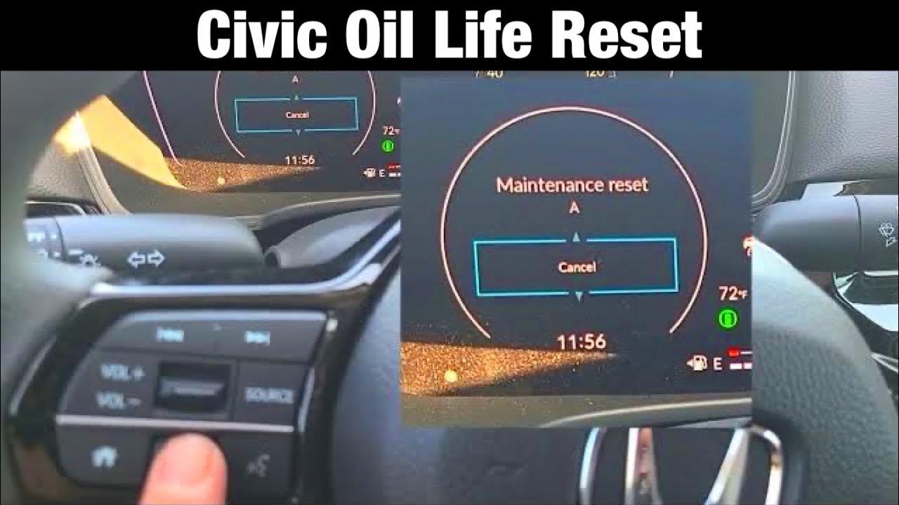 2022 Honda Civic How to Reset Oil Life Reminder / Maintenance - YouTube