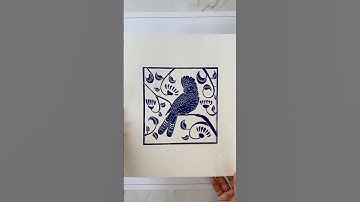 Printing my Red-tailed Black Cockatoo linocut in blue 😆 #printmaking #linocut #cockatoo