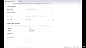 Zoho Calendar Booking