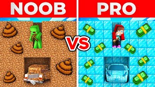 JJ And Mikey NOOB vs PRO UNDERGROUND Battle in Minecraft Maizen