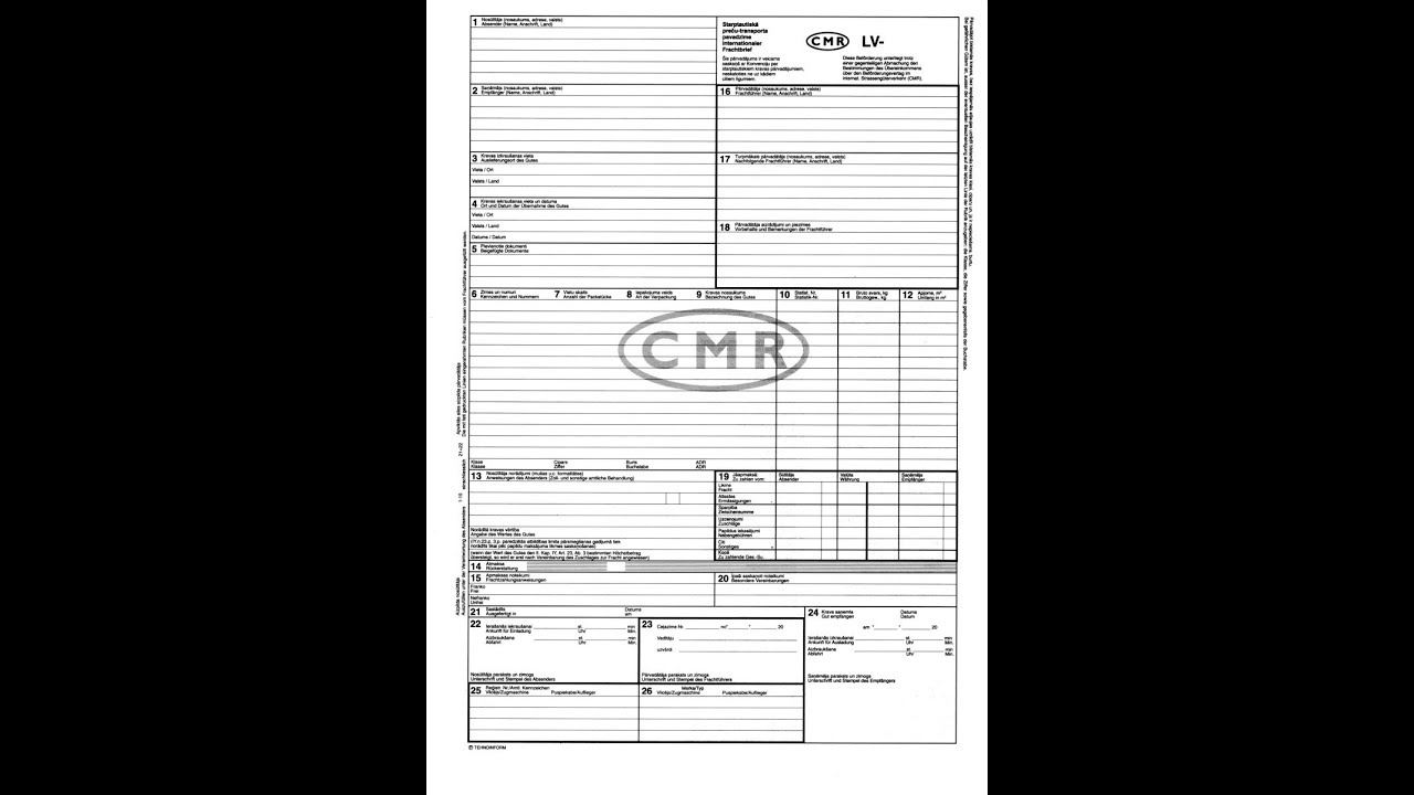 Цмр банк вход. Товарно-транспортная накладная образца CMR. Международная накладная CMR. СМР это транспортная накладная. Международная товаро транспортная накладная CMR.