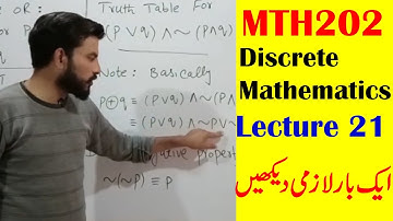 MTH202 Discrete Mathematics Lecture 21 in Urdu / Hindi.VU MTH202 (Discrete Mathematics)Short Lecture