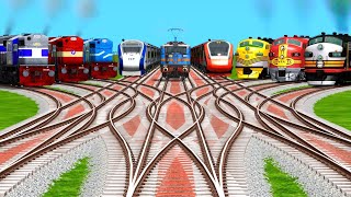 All Diesel Vs Electric Trains in Indian Railways at Bumpy Railroad Crossing | indian train simulator