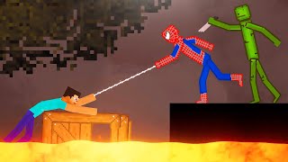 Spider-Man and Steve vs Melon Playground on Lava in People Playground