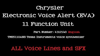 Chrysler Electronic Voice Alert [EVA] 11 function English Speech Synthesizer TMS5110 All voice lines