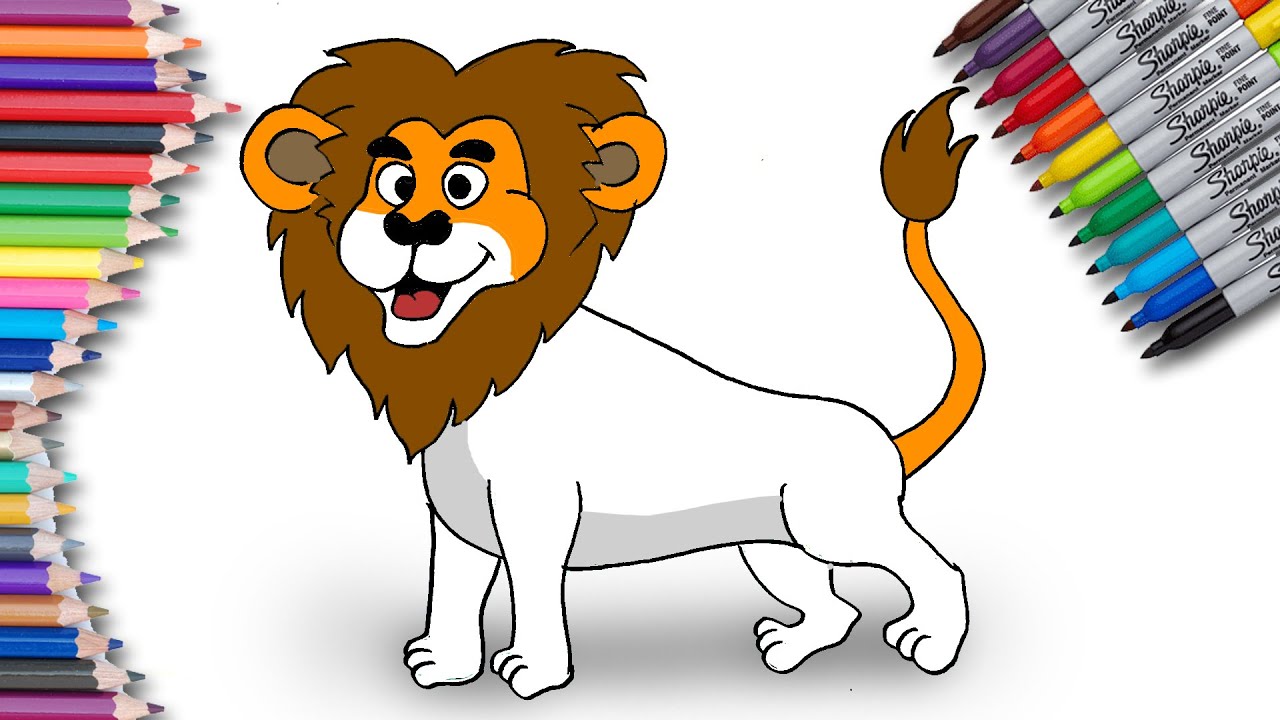 Easy Coloring Lion (Step by Step) - YouTube