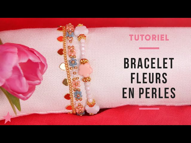 Bracelet Fleur Perlée Rose Marguerite en perles de rocaille Minime